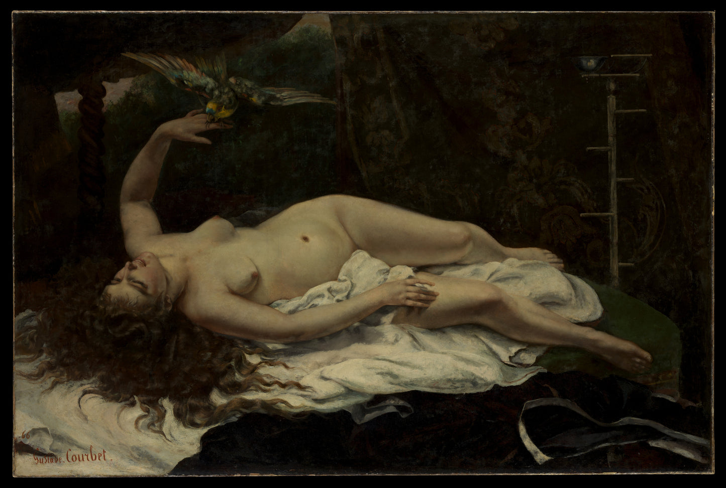 Woman with a Parrot - Museum Quality Art Print by Wallmood