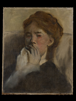 Young Woman with Her Hand over Her Mouth 1