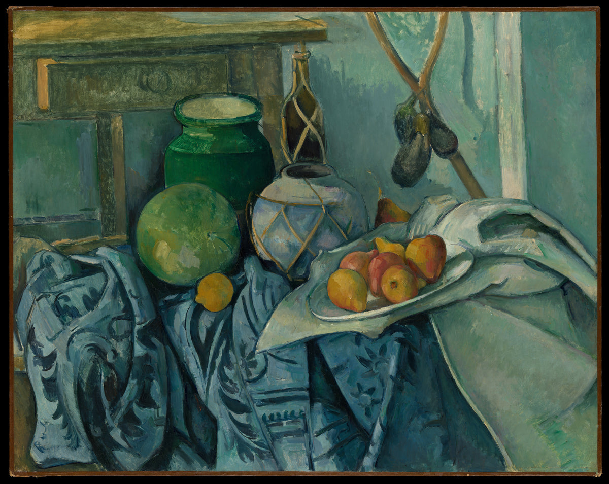 Still Life with a Ginger Jar and Eggplants - Paul Cézanne