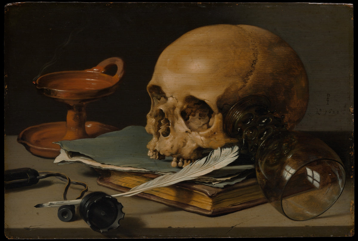 Still Life with a Skull and a Writing Quill - Pieter Claesz