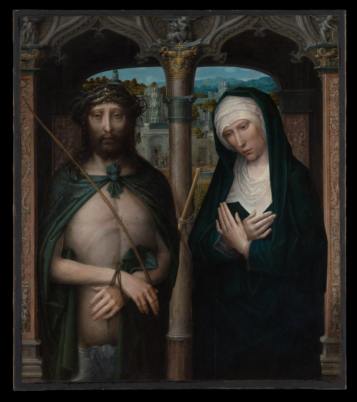 Christ Crowned with Thorns (Ecce Homo), and the Mourning Virgin (Mater Dolorosa) - Adriaen Isenbrant