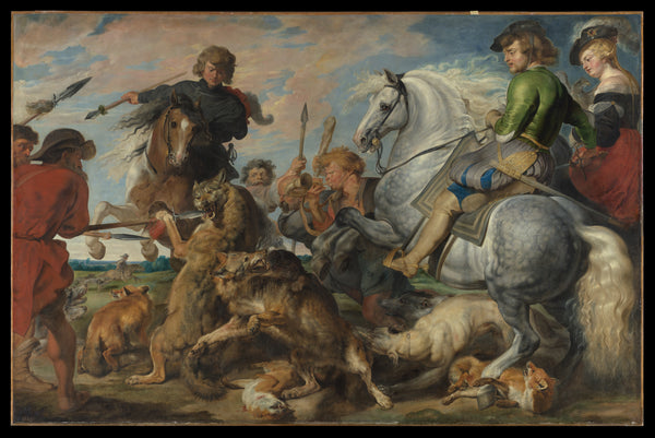 Wolf and Fox Hunt — Museum Quality Canvas Print | Gallerivm