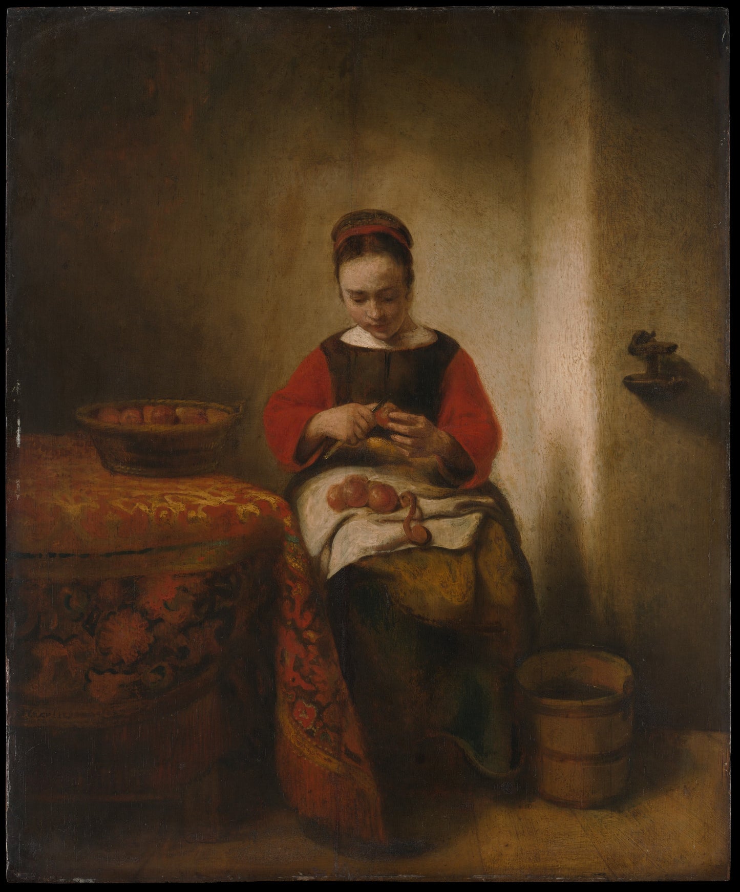 Young Woman Peeling Apples — Museum Quality Canvas Print | Gallerivm