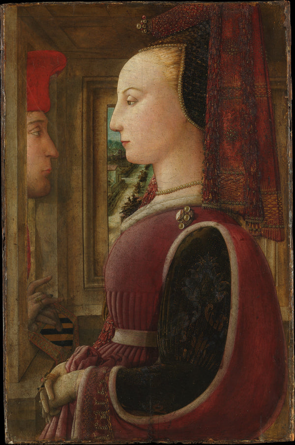Portrait of a Woman with a Man at a Casement - Fra Filippo Lippi