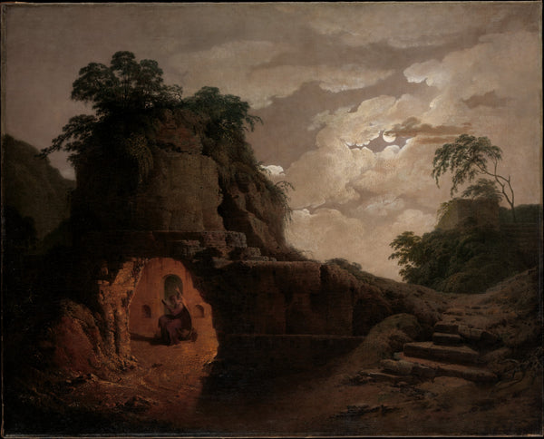 Virgil's Tomb by Moonlight, with Silius Italicus Declaiming - Joseph Wright